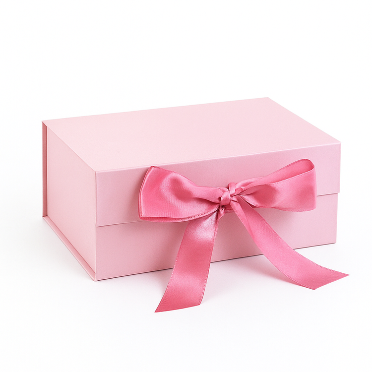 אריזת מתנה מהודרת ורודה עם סרט ורוד