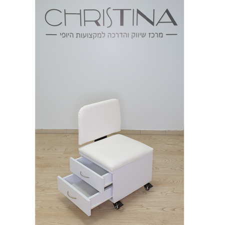 כיסא פדיקור 2 מגירות למטפלת