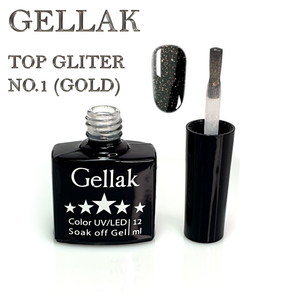 טופ נצנצים ללא נטרול זהב  - Gellak No Wipe Top Coat Glitter 1​