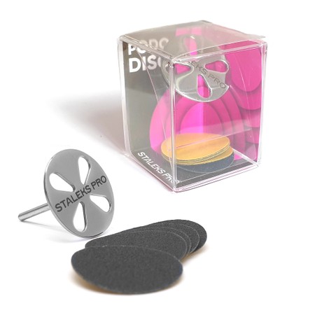 Set Of Pedicure Disc PODODISC STALEKS PRO® And Disposable Files - סט ראש שיוף עגול לפדיקור 25 מ"מ + 5 דיסקיות 180Grit