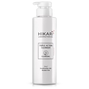 ניקוי אקספרס לעור יבש ורגיש עם תמצית הממליס ומנטיל לקטט<br>HIKARI Triple-Action Cleanser