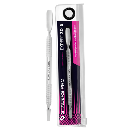 STALEKS PRO - EXPERT series<br>double-ended Manicure pusher - pe-30|5<br>דוחף עור ולהב ישרה ועבה סטאלקס - pe-30|5