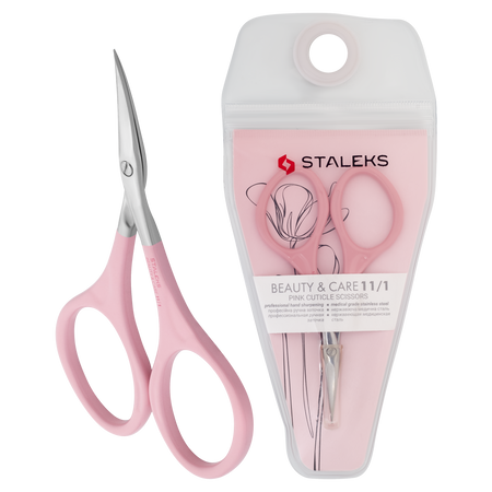 STALEKS - BEAUTY & CARE series <br> Pink cuticle scissors - sbc-11|1 <br> מספריים ורודות לקוטיקולה סטאלקס - sbc-11|1