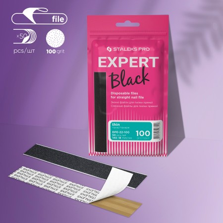 STALEKS PRO - EXPERT series <br> Refill pads for straight nail file (thin) - DFE-22 <br> מדבקות פצירה לבסיס ישר סטאלקס 50 יחידות - DFE-22