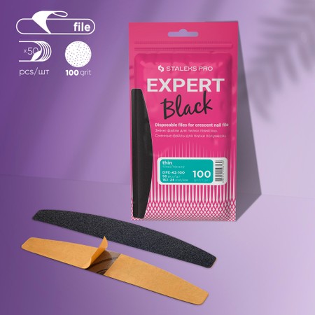 STALEKS PRO - EXPERT series <br> Refill pads for crescent nail file (thin) - DFE-42 <br> מדבקות פצירה חצי ירח סטאלקס 50 יחידות - DFE-22