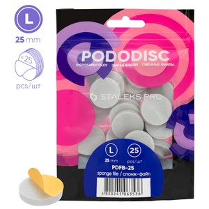STALEKS PRO - EXPERT series <br> Disposable files-sponges for pedicure disc Pododisc - PDFB-25 <br> דיסקיות ספוג (באפר) נדבקות 25 מ"מ לליטוש סטאלקס - PDFB-25
