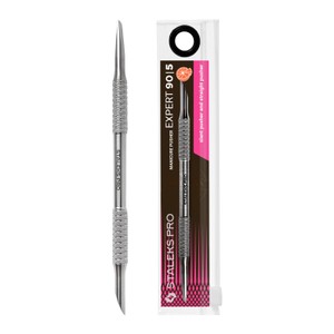 STALEKS PRO - EXPERT series<br>double-ended Manicure pusher - pe-90|5<br>דוחף עור מעוגל דו צדדי (קצה ישר וקצה משופע)