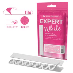 STALEKS PRO - EXPERT series <br> Refill pads for straight nail file (soft) - DFE-20W <br> מדבקות פצירה לבנות רכות לבסיס ישר סטאלקס