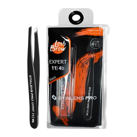 STALEKS PRO - EXPERT series<br> Narrow slanted Eyebrow tweezers - TE-11|4<br> פינצטה לגבות סטאלקס - te-11|4