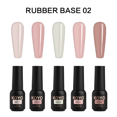 KOYO GEL POLISH<br>מארז 5 יחידות ראבר בייס עם צבע - דגם 2