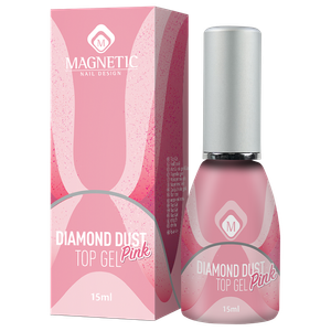 MAGNETIC Nail Design<br>Diamond Dust Pink Top Gel<br>טופ ג'ל לאפקט פנינה - ורוד