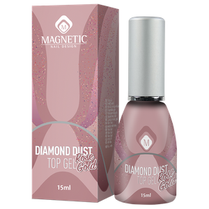 MAGNETIC Nail Design<br>Diamond Dust Rose Gold Top<br>טופ ג'ל לאפקט פנינה - רוז גולד
