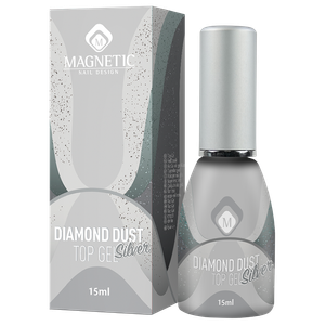 MAGNETIC Nail Design<br>Diamond Dust Silver Top Gel<br>טופ ג'ל לאפקט פנינה - כסוף