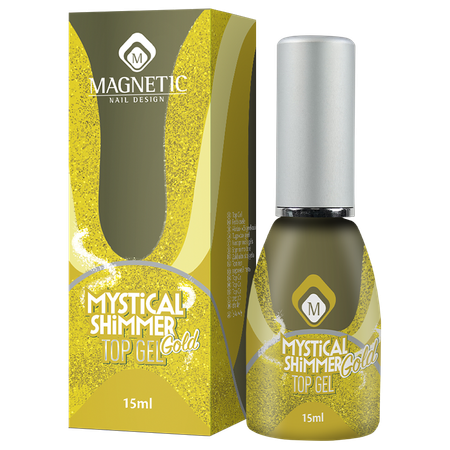 MAGNETIC Nail Design<br>Mystical Shimmer Gold Top<br>טופ פלאש - נצנצים זהובים