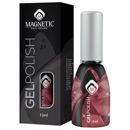Magnetic Nail Design Gelpolish Burgundy Glass<br>לק ג'ל בורגונדי זכוכית