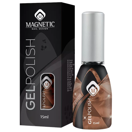 Magnetic Nail Design Gelpolish Brown Glass<br>לק ג'ל חום זכוכית