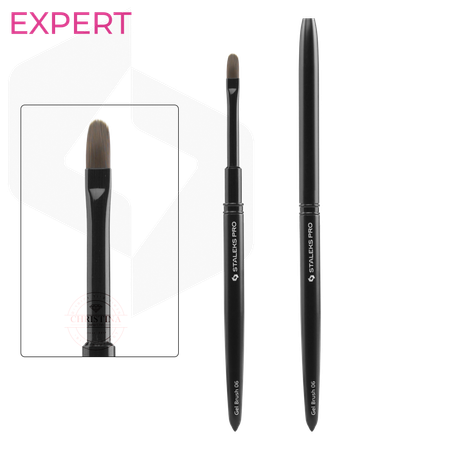 מכחול אובלי ללק ג'ל NBE-04 (אורך 11 מ"מ, רוחב 6 מ"מ) | Staleks Pro EXPERT Brush for gel 06
