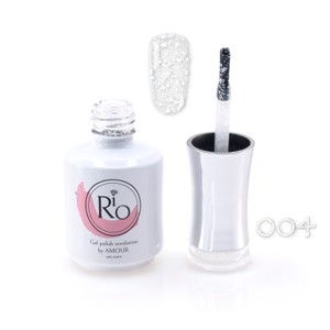 לק ג'ל ריו מספר 004 - שקוף עם פתיתי שלג לבן | Rio Gel Polish