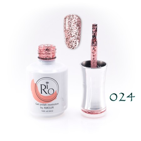 לק ג'ל ריו מספר 024 - שקוף עם נצנצים ורודים גדולים | Rio Gel Polish