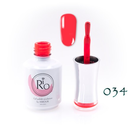לק ג'ל ריו מספר 034 - גוון אדום ניאון בהיר | Rio Gel Polish