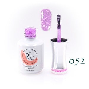 לק ג'ל ריו מספר 052 - גוון סגול שקוף עם פתיתי שלג לבן | Rio Gel Polish