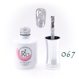 לק ג'ל ריו מספר 067 - שקוף עם נצנצים תכלת-כסף | Rio Gel Polish