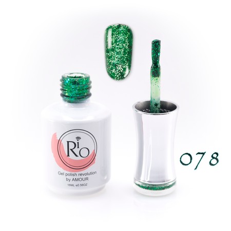 לק ג'ל ריו מספר 078 - גוון ירוק שקוף עם נצנצים ירוקים עדינים | Rio Gel Polish