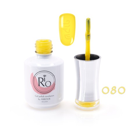לק ג'ל ריו מספר 080 - גוון צהוב ניאון חצי שקוף | Rio Gel Polish