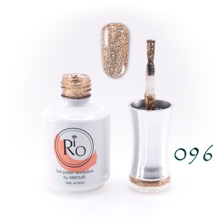 לק ג'ל ריו מספר 096 - שקוף עם נצנצים זהב | Rio Gel Polish