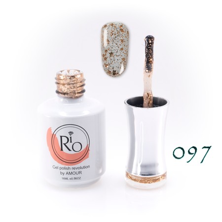לק ג'ל ריו מספר 097 - שקוף עם נצנצים זהב גדולים | Rio Gel Polish