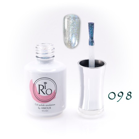 לק ג'ל ריו מספר 098 - שקוף עם נצנצים לבן אולטרה | Rio Gel Polish
