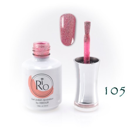 לק ג'ל ריו מספר 105 - גליטר ורוד בהיר אטום | Rio Gel Polish