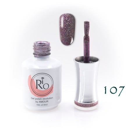 לק ג'ל ריו מספר 107 - גליטר סגול אטום | Rio Gel Polish
