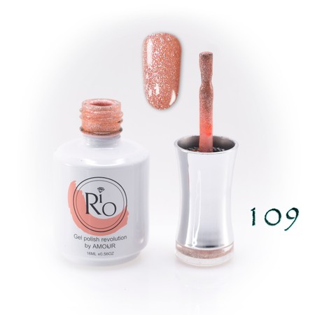 לק ג'ל ריו מספר 109 - גליטר אטום ורוד-כתום | Rio Gel Polish