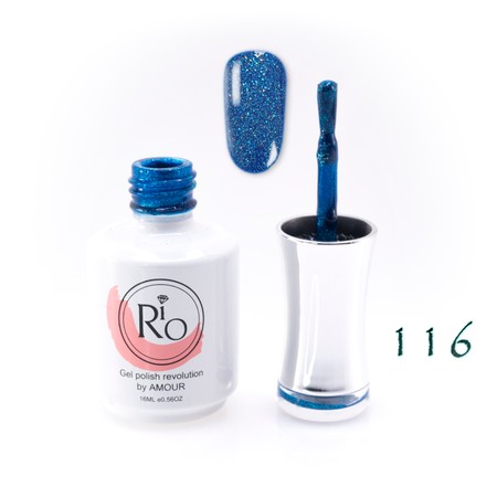לק ג'ל ריו מספר 116 - גליטר כחול אטום | Rio Gel Polish