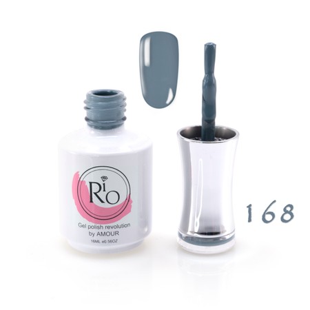 לק ג'ל ריו מספר 168 - גוון אפור-כחול כהה | Rio Gel Polish