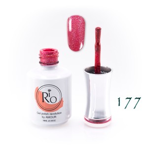 לק ג'ל ריו מספר 177 - גליטר ורוד-כתום אטום | Rio Gel Polish