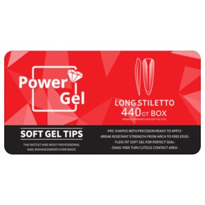 מארז טיפס ג׳ל סטילטו ארוך (Long Stilleto) לבנייה בג׳ל | POWER GEL