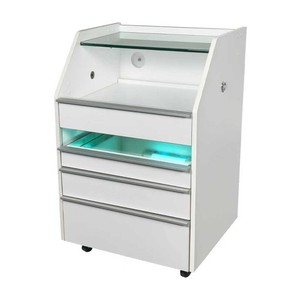 עגלת עבודה מקצועית עם 3 מגירות, תא UV ומתקן למנורת