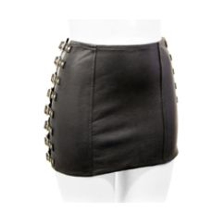 חצאית מעור עם אבזמי מתכת בצדדים