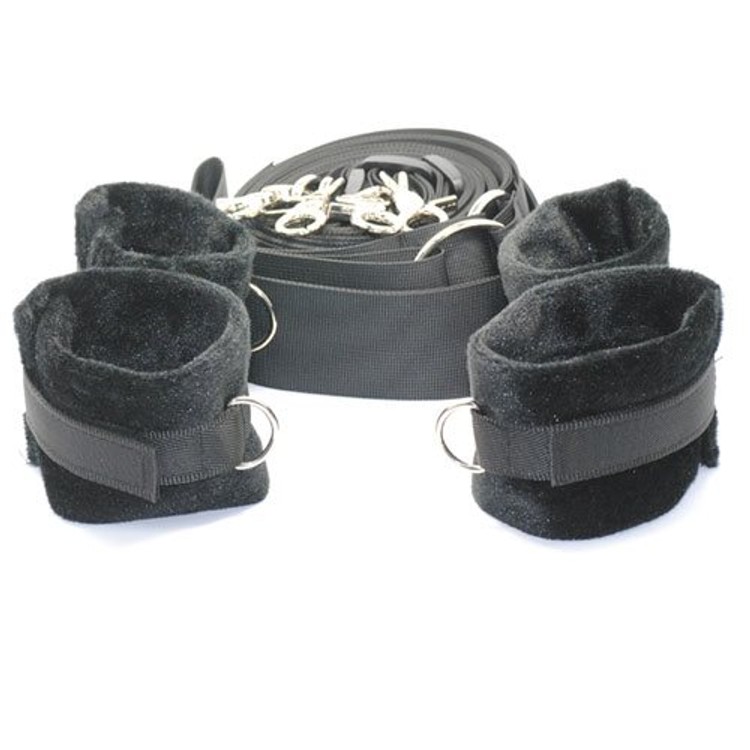 סט ערכת קשירות למיטה איכותי עם אזיקים מרופדים ורצועות רחבות