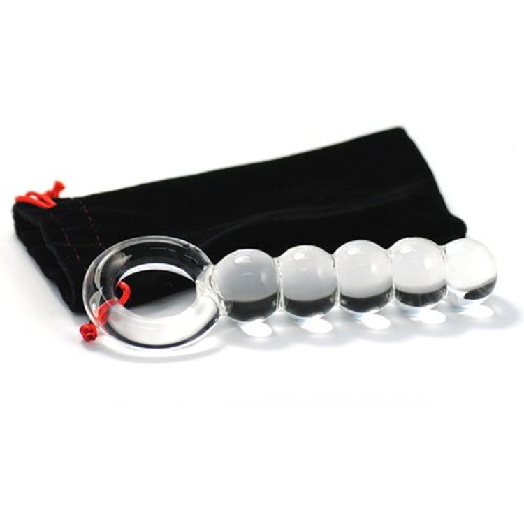 דילדו זכוכית כדורים עם טבעת אחיזה