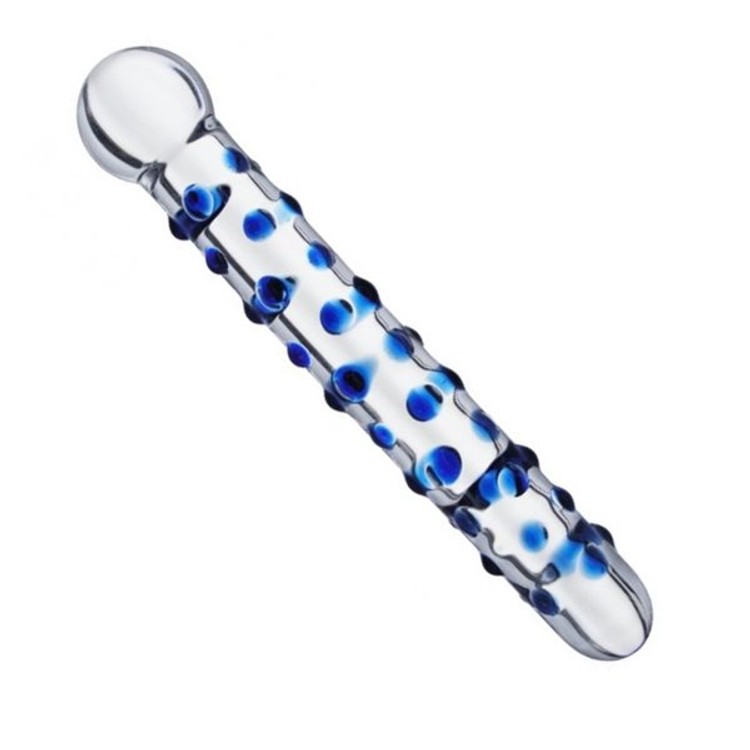 דילדו זכוכית מנוקד עם כדור בקצה