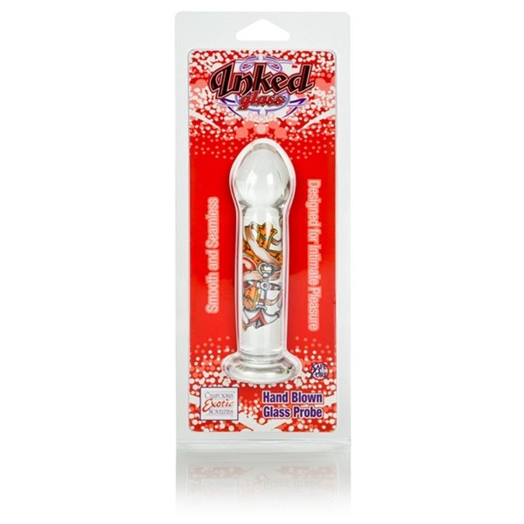 דילדו זכוכית מתאים לריתמה עם הדפס צבעוני