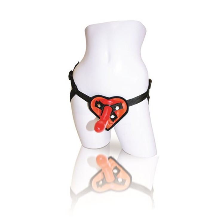 סט סטראפאון בצורת לב עם דילדו סיליקון