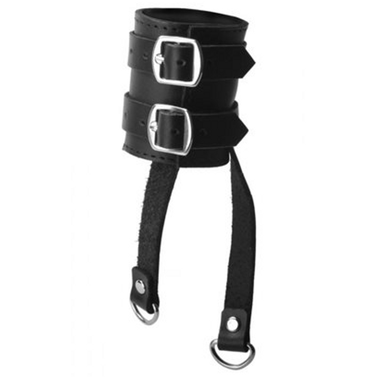 רתמת אשכים רחבה מעור עם סגירת אבזם