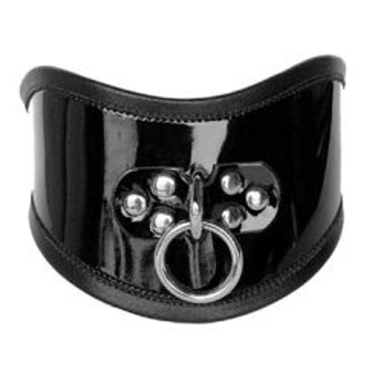 קולר יציבה רחב מעור רך עם טבעת הובלה