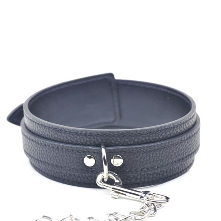 קולר דמוי עור עם שרשרת הובלה