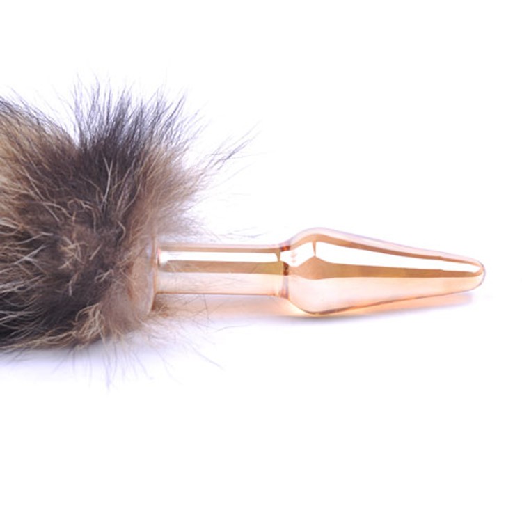 פלאג אנאלי עשוי זכוכית עם זנב שועל