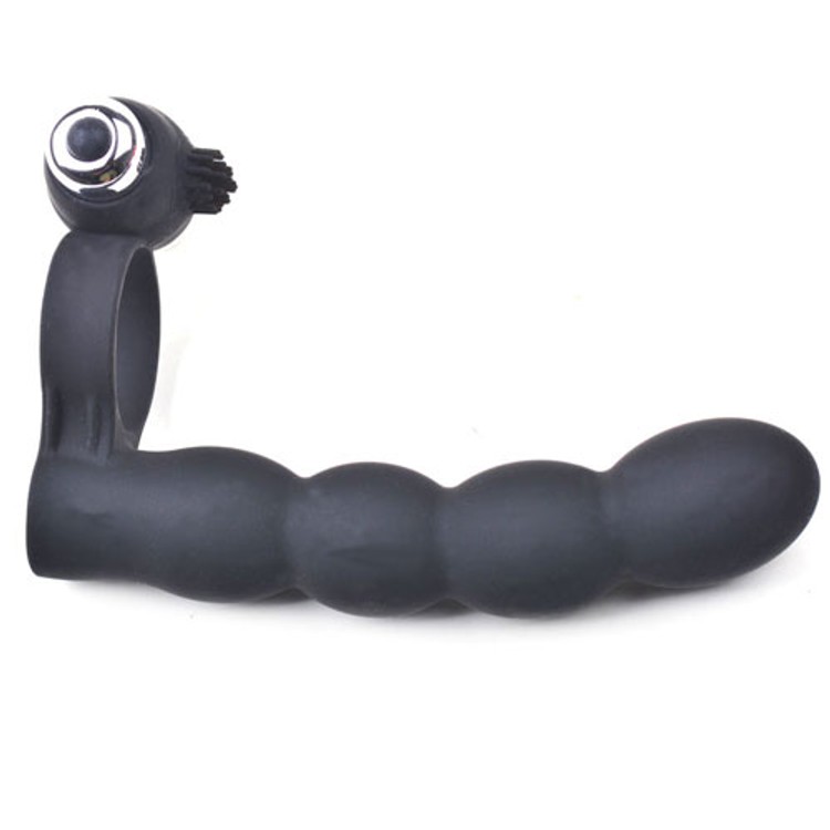 טבעת רטט עם דילדו אנאלי כדורי לחדירה כפולה